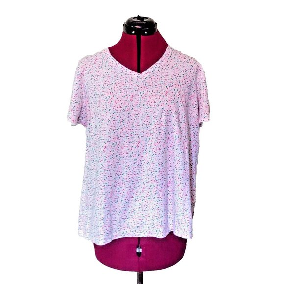 Kim Rogers Perfectly Soft Top Multicolor Womens Size Large V Neck Short … - Picture 1 of 6